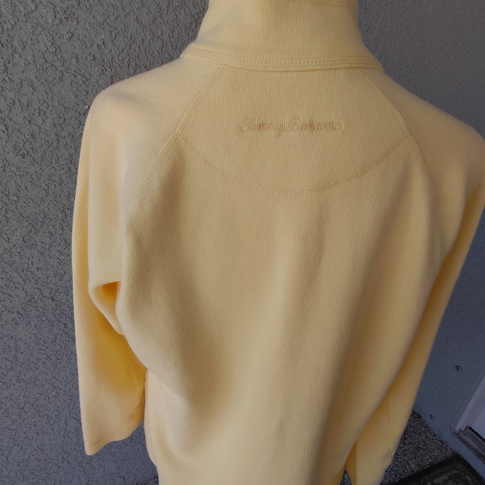 Tommy Bahama Pale Yellow Half-Zip Turtleneck Sweater - Picture 6 of 9